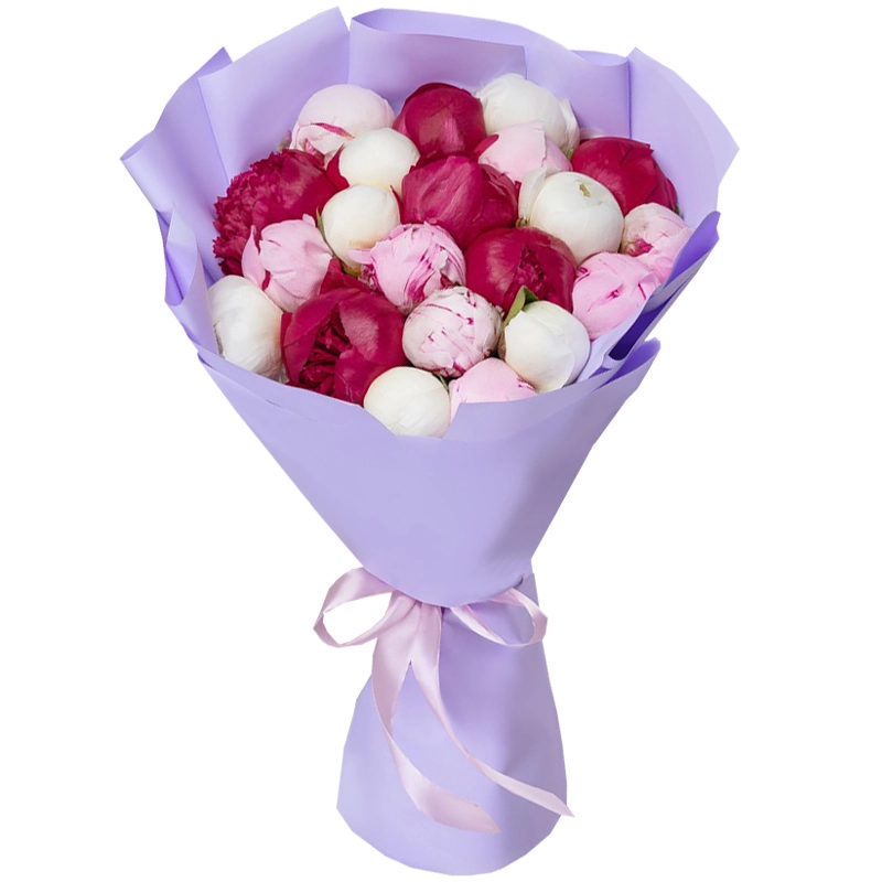 Букет из 21 пиона микс